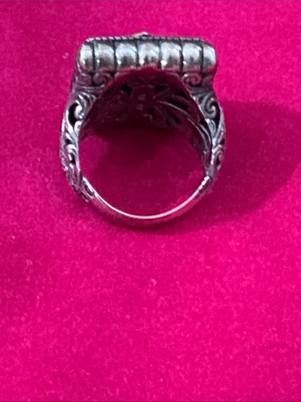Phillip Gavriel Intricate Silver-Tone Filigree Square Ring - Women Jewelry